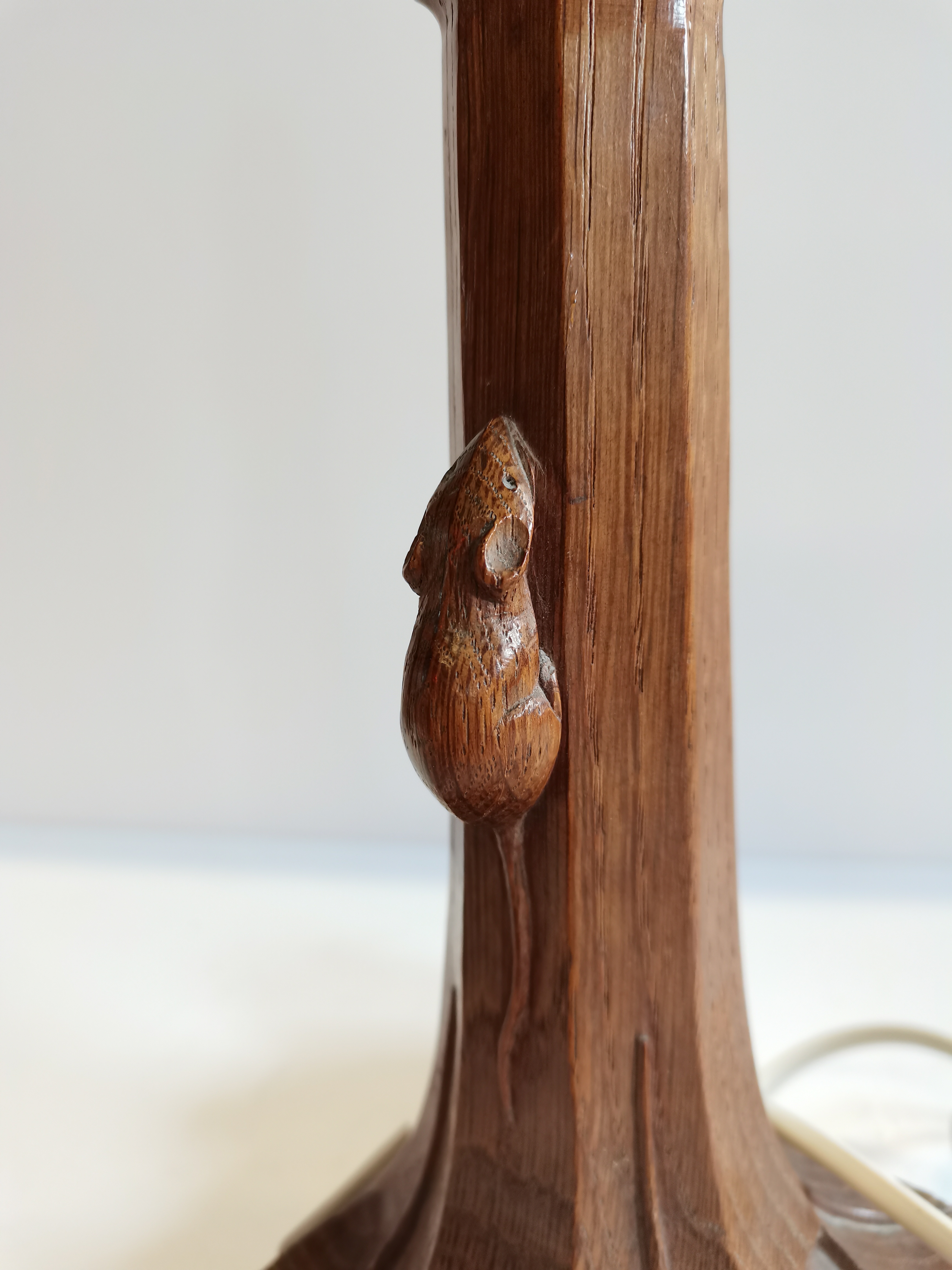 Robert Thompson - Mouseman Early Oak Table lamp. Excellent condition Height - 10 inch - Image 4 of 4