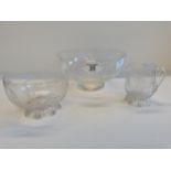 X2 Acid Etched glass bowls and a glass jug