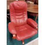 Red leather swivel chair