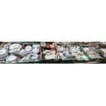 7 Boxes Containing Blue and White (Wood and Sons) Crockery, boxed cutlery and carving set, Royal