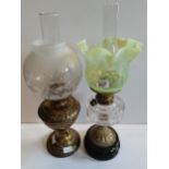 X2 oil lamps complete with glass shades