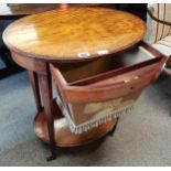Antique satinwood sewing table with decorative inlay