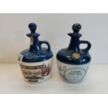 2 x Lamb's Navy Rum Seton pottery ceramic decanters with contents
