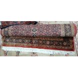 Silk Indian rug copper, dark blue, beige 1.8m L