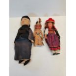 x1 handmade made Chinese doll and x2 old dolls