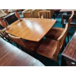 Teak 1970s dining table and 6 chairs