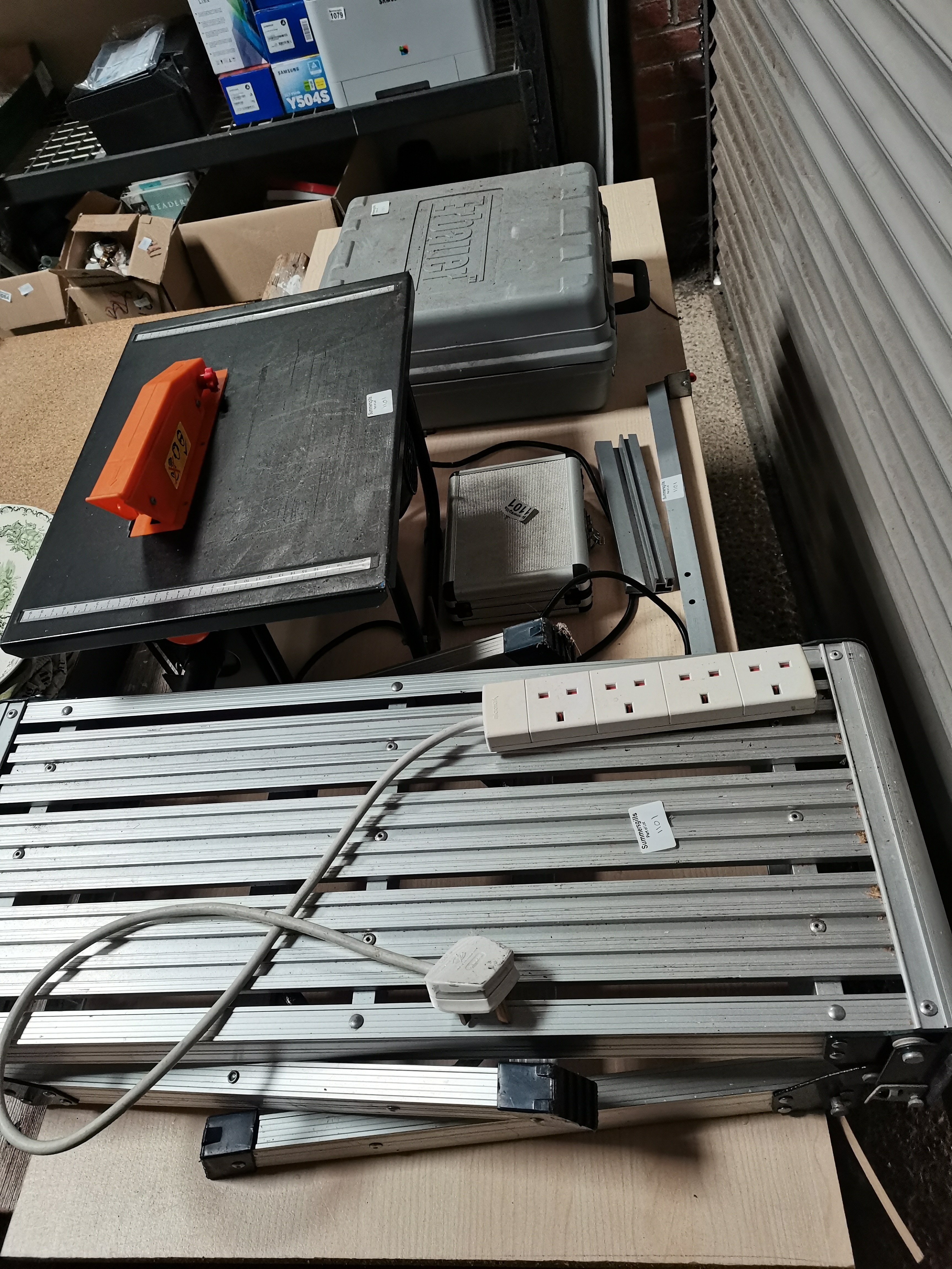 Electric saw table, metal seat and other items