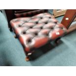 Ox-blood red leather footstool