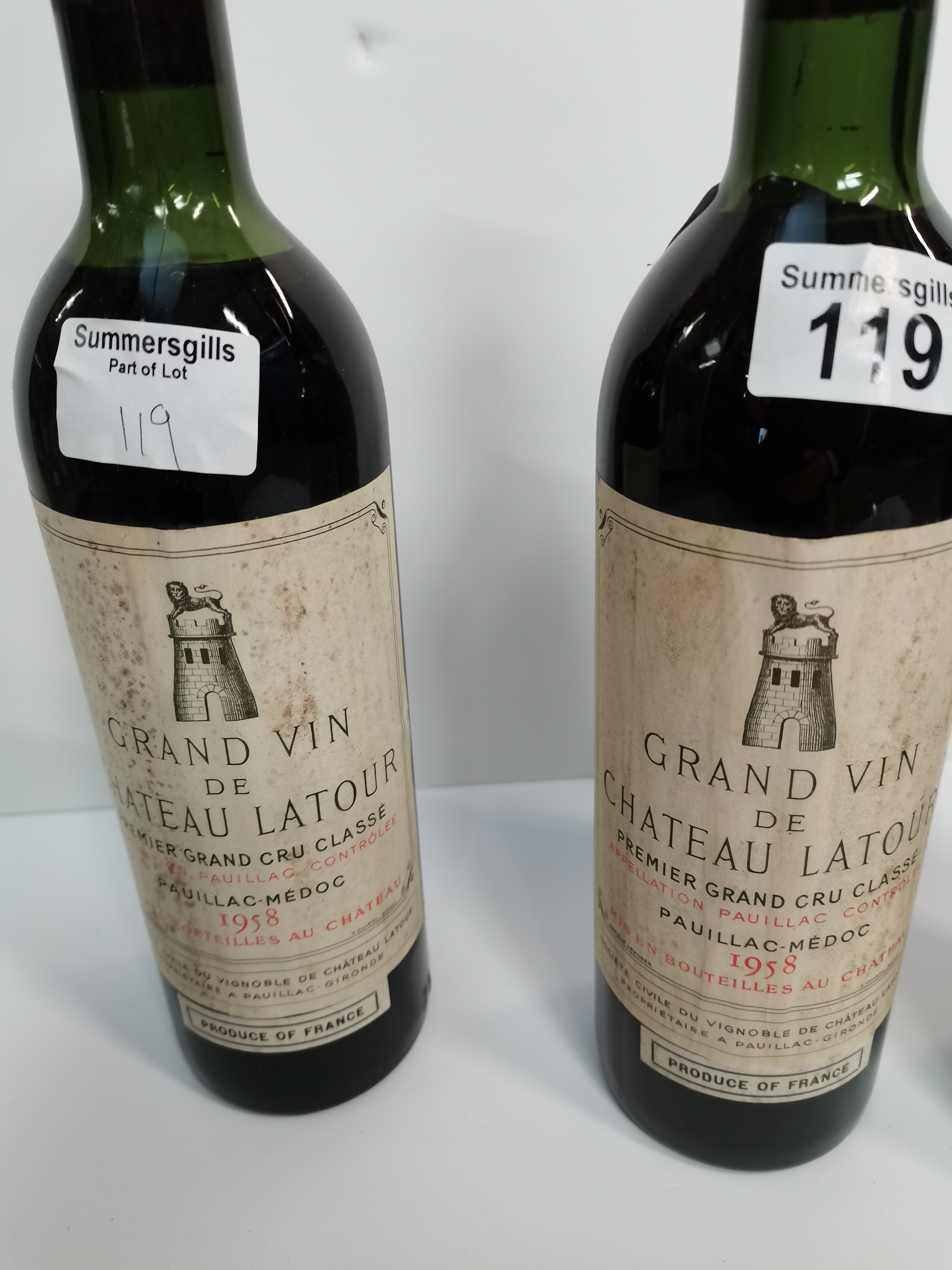 x2 bottles of Grand vin de Chateau Latour 1958 and a bottle of Dows port - Image 3 of 12