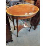 Antique inlaid small oval hall table