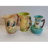 x3 jugs including Vintage Burleigh ware Majolica Jug