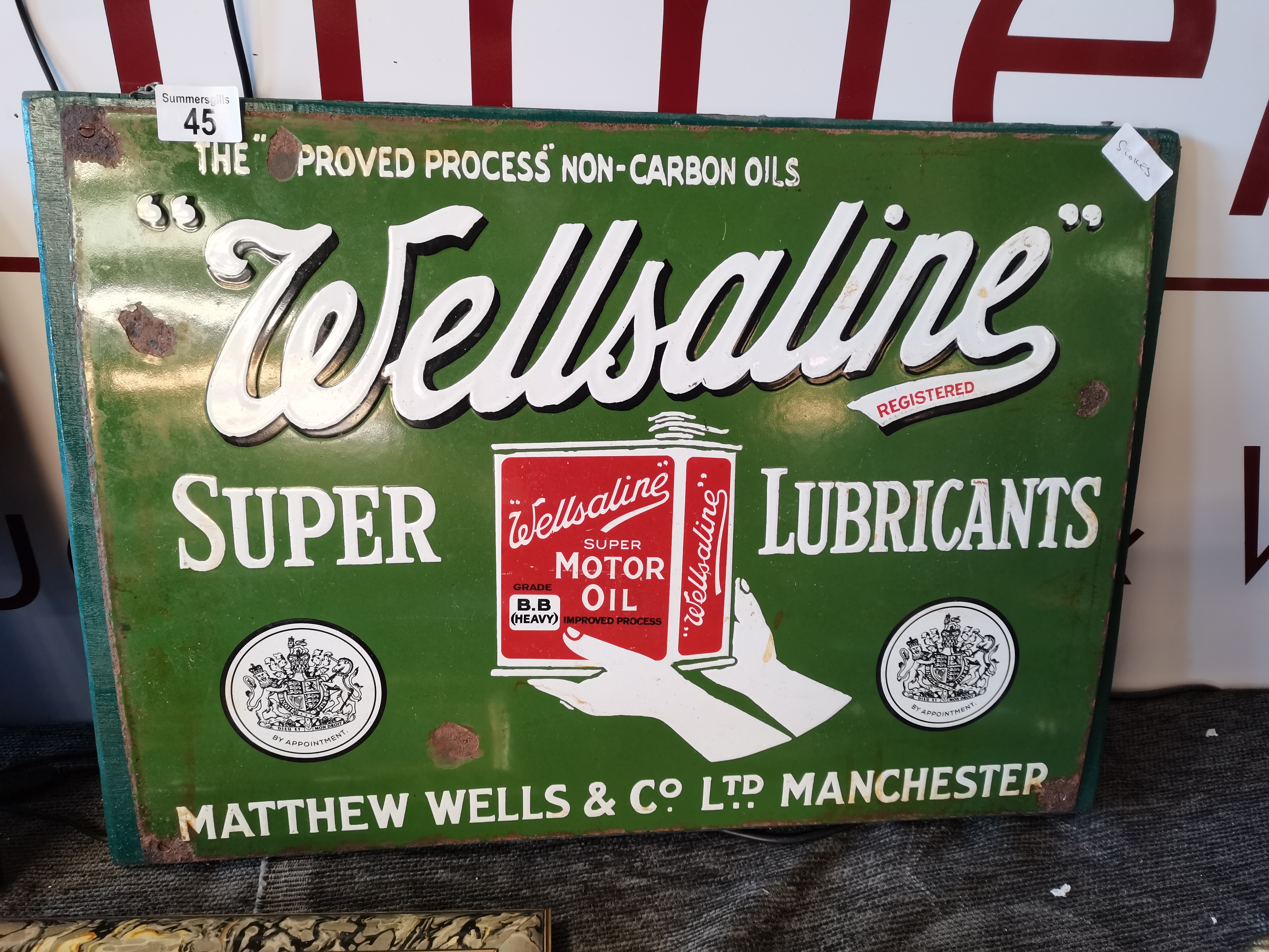 Wellsaline Super Motor Oil Enamel Sign - Image 2 of 2