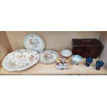 Collectables incl. Com plates Edward V11 Coronation from City of Leeds, tea caddy