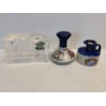 x2 British Navy Rum miniatures and x2 rum measure and cork paperweights