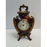 Vintage design Baroque style counter clock in wood and tortoiseshell veneer with gilded bronze legs