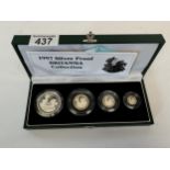 1997 Silver proof Britannia Collection - £2,£1,50p,20p. In original cases and box with certificate
