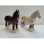 x2 Beswick Shire horses. X1 bay and x1 Grey