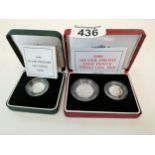 1990 Silver Piedfort 5p coin and 1990 Silver proof 5p two coin set. Both in original presentation