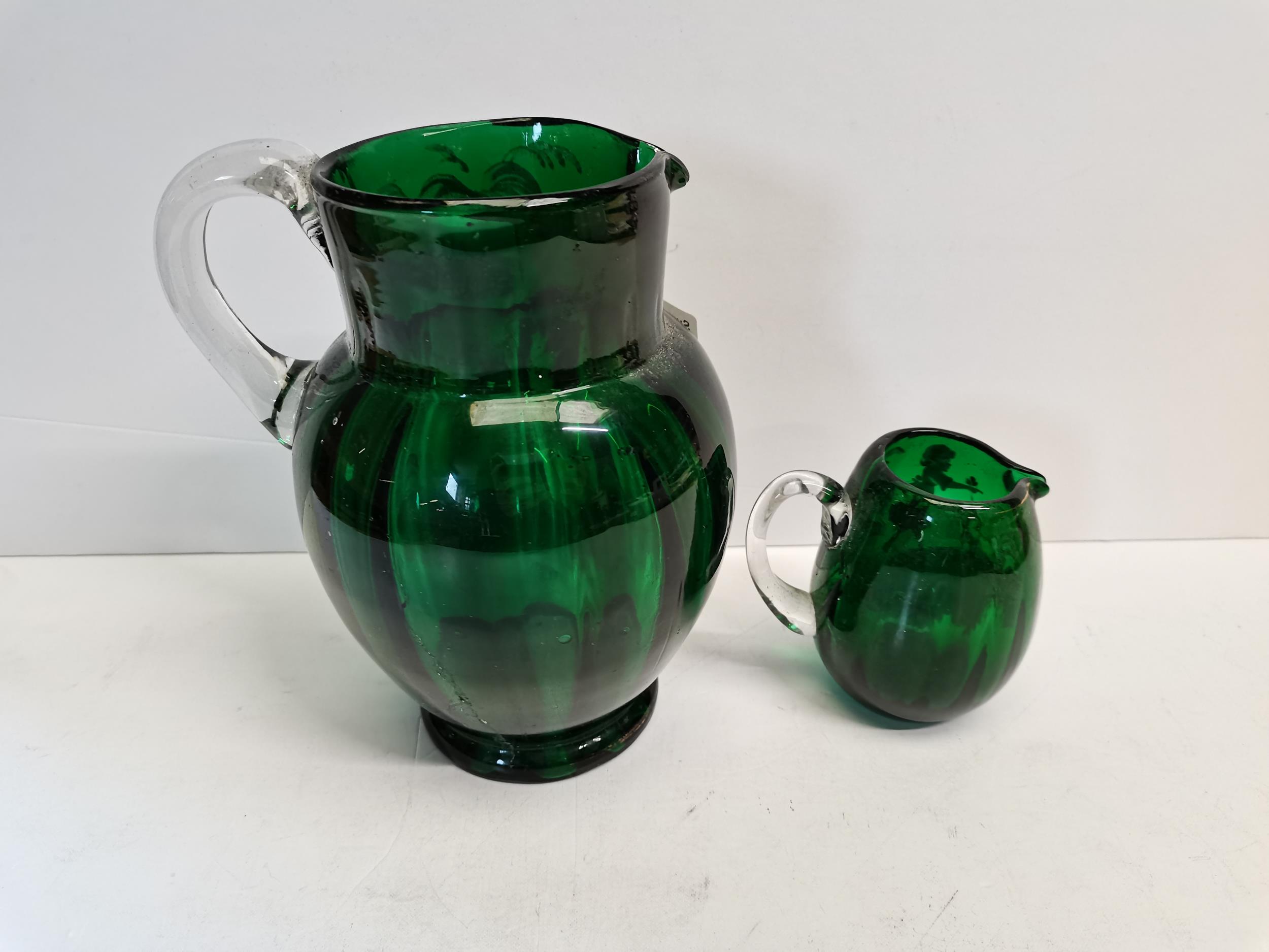 x2 Mary Gregory glass jugs - Image 3 of 4