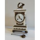 Louis XVI style gilt bronze mounted marble mantle clock