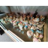 Large collection of Pendelfin figures and 4 stands