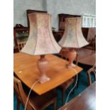 2 x peach table lamps