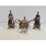 Antique Silver plated Salt & Pepper pot with Mustard pot compete with spoons BIRMINGHAM