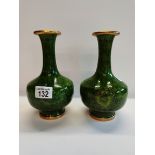 Pair of Green Cloisonne Vases