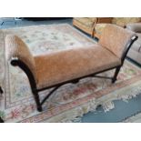 Leopard print covered roll arm bench