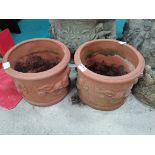 2 x terracotta coloured garden pots