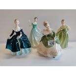 4 Royal Doulton Figures HN 2193 "Fair Lady" HN 2312 "Soiree" HN 2461 "Janine" and HN4456 "Chloe"