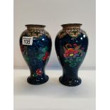 Pair of Blue Vases Losol Ware Magnolia Keeling and co ltd 21cm
