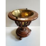 Early 20th Centaury wooden Jardiniere/planter with brass inner and handle