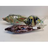 x3 Vintage Murano Italian Multicoloured art glass fish