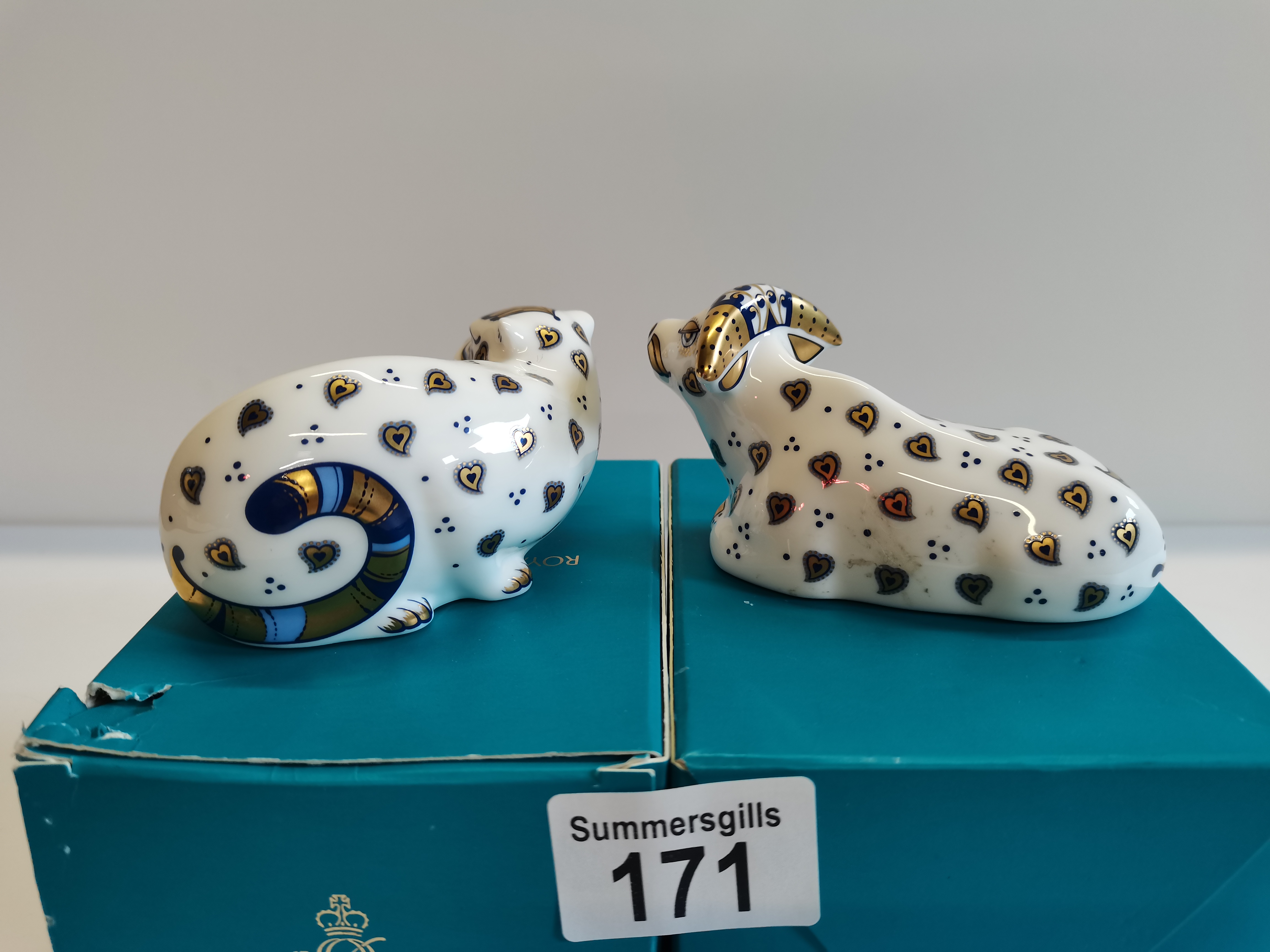 Crown Derby Tiger and Ox with gold stoppers and boxes - Image 4 of 6