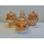 Amber Glass Ginger Jars x3. Excellent condition, no chips