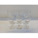 Antique Victorian Etched x3 large wine and x3 small wine glasses - Excellent condition