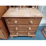 Pine 3 ht chest of drawers 65cm x 65cm ht