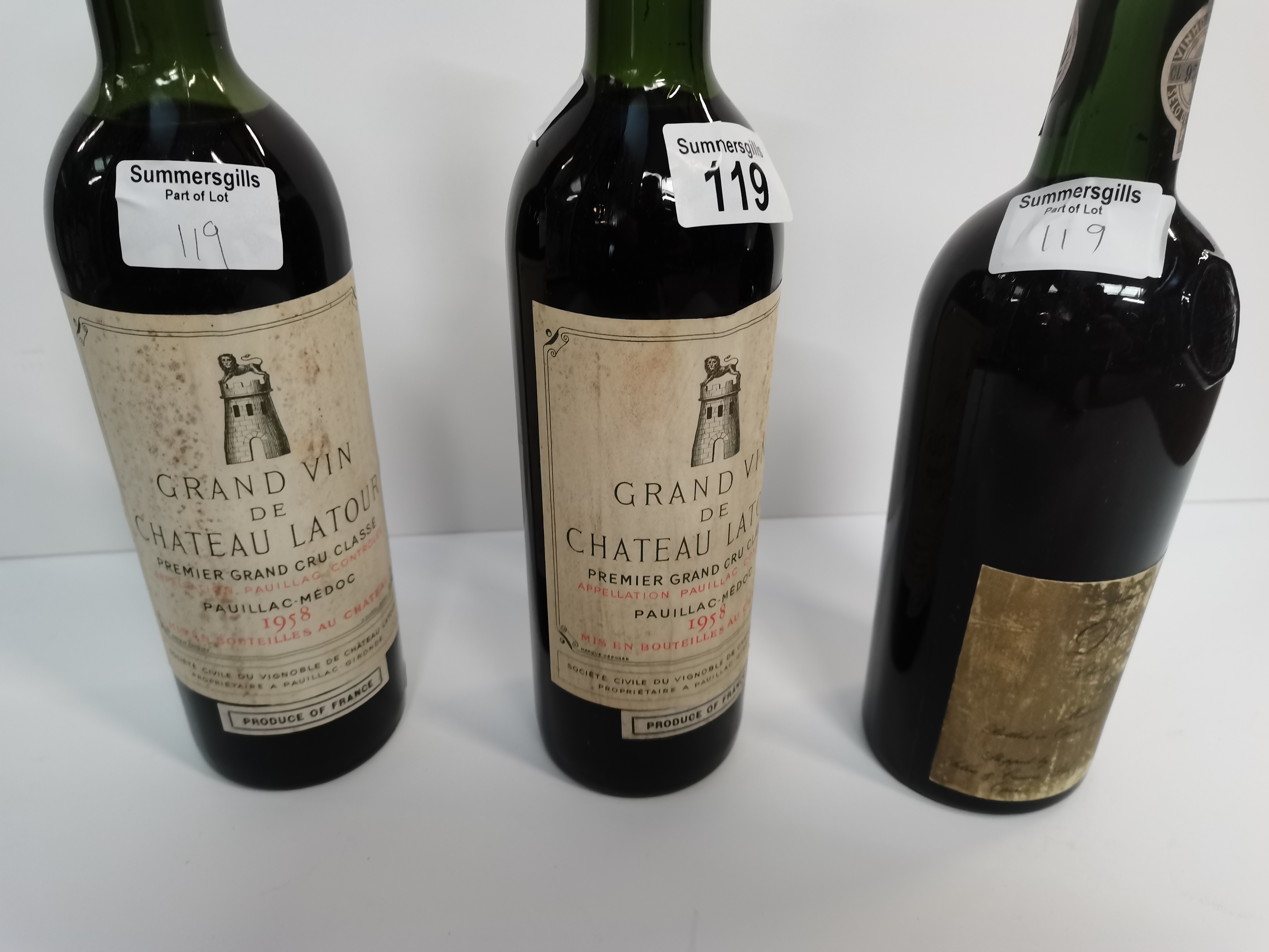 x2 bottles of Grand vin de Chateau Latour 1958 and a bottle of Dows port - Image 10 of 12