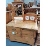 Antique pine dressing table with mirror