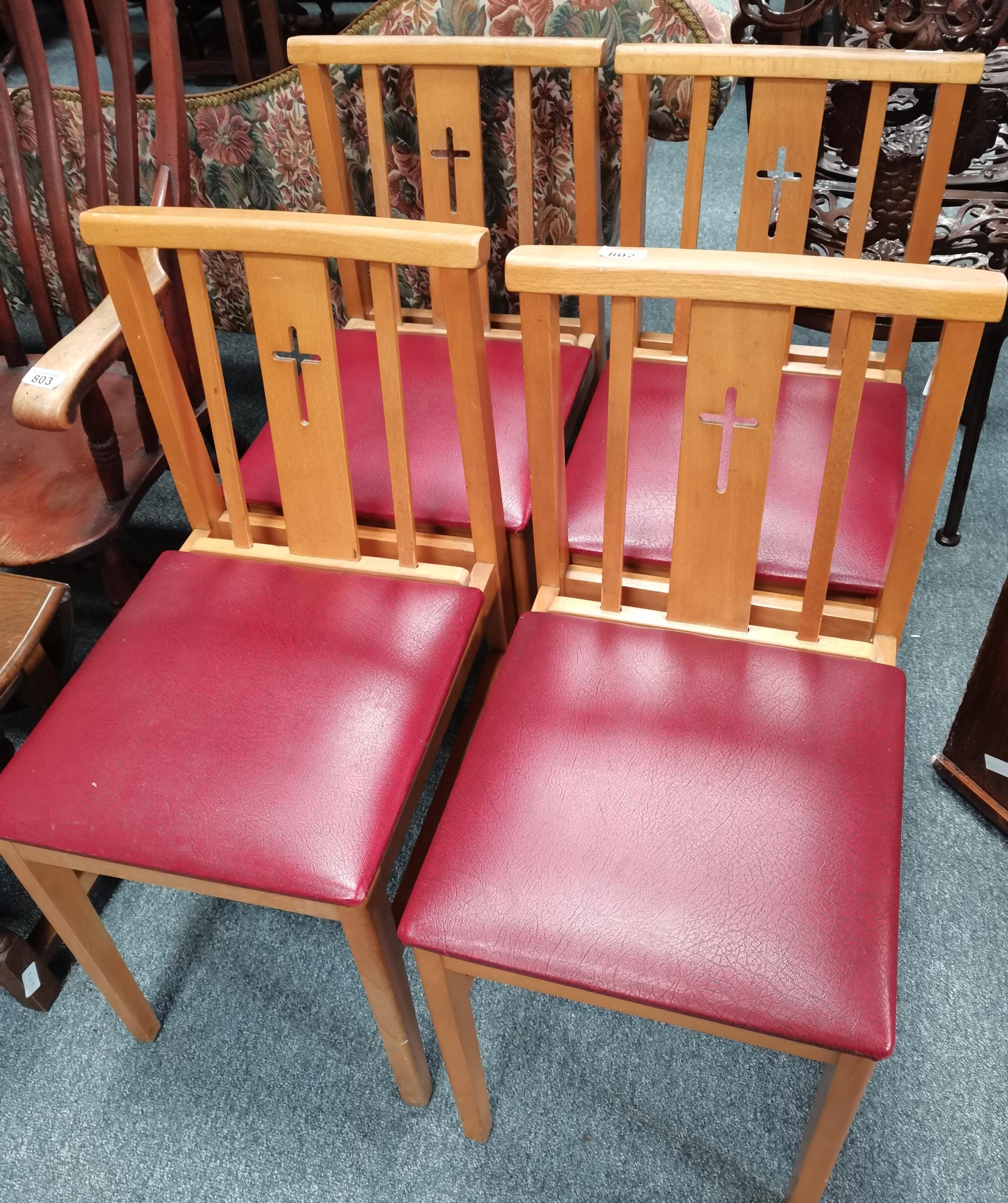 x4 red seat church pew chairs
