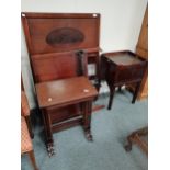 George III mahogany pot cupboard and Antique nest of tables and inlaid mahogany single bed
