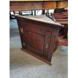 Antique wood corner wall unit with key