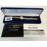 2006 Citizen gold plated ladies wrist watch with mother of pearl face
