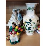 x2 Doulton figures - The Bride and Groom (slight damage on thumb of groom) plus Masons printed and