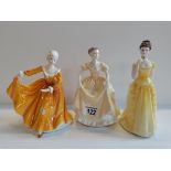 X2 Coalport ladies - Frances, Ladies of Fashion 'Emily' and Royal Doulton lady 'Kirsty'