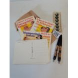 Adult Novelty postcards, pens and shirt buttons