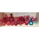 Large selection of Cranberry coloured glass