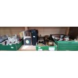 2 Boxes of glass and crockery 1 box of Metalware and a collection of LP,s and singles