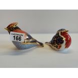 2 Royal Crown Derby Birds Gold Stoppers Cardinal and Robin